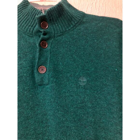 Timberland Men’s Wool Blend Henley Sweater Green Mock Neck Regular Fit Size XXL - Picture 4 of 11